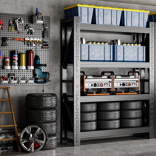 32" W Garage Shelving,4-Tier Heavy Duty Storage Shelves Unit with Adjustable Metal Shelf for Warehouse,Basement,Workshop,3200LBS,32" W x 20" D x 79" H,Black