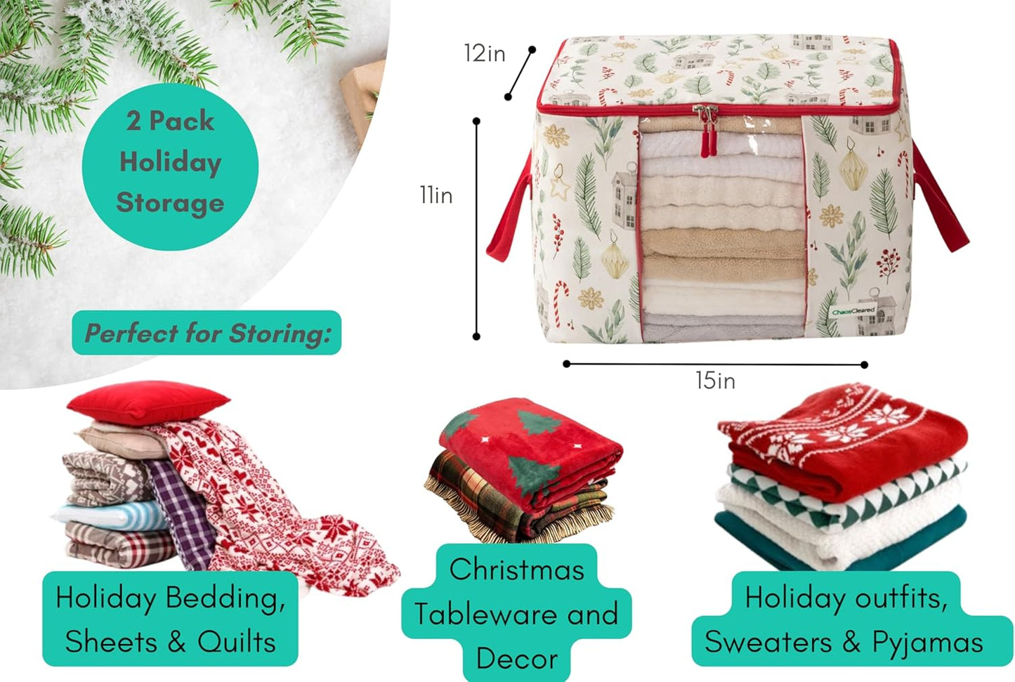 Canvas Storage Bags 2 Pack (Candycane Bag 2 Pack)