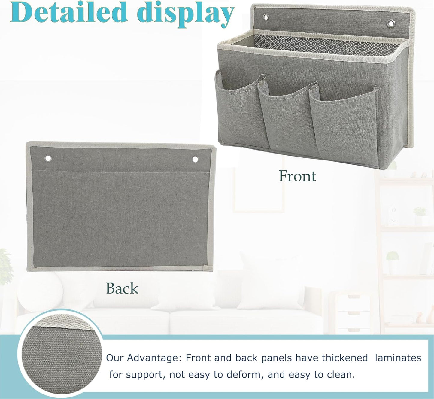 Wall Hanging Organizer Bag/Hanging Baskets with Large Mesh Compartment & 3 Pockets，Over the Door Hanging Organizer Space Saving Storage for Bedroom,RV Camper, Closet (Gray - 1 Pack)