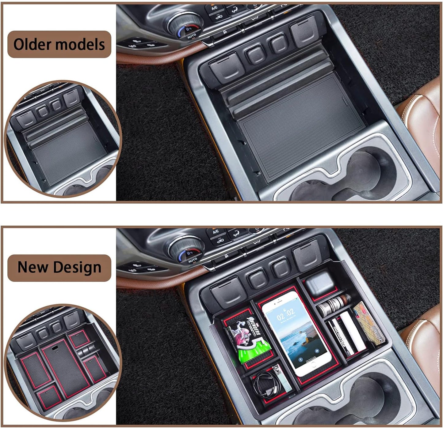 EDBETOS Console Organizer Compatible with 2014-2018 Chevy Silverado/GMC Sierra 1500 and 2015-2019 Silverado/Sierra 2500HD/3500HD Accessories Compartment Insert Tray - Full Console w/Bucket Seats ONLY