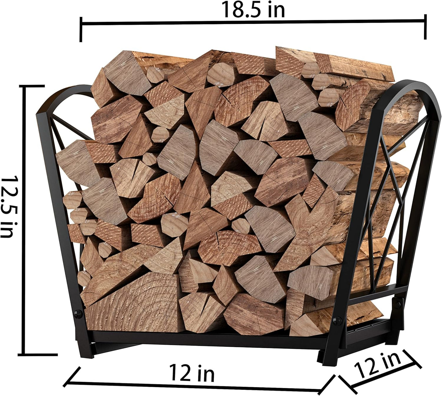 Fire Beauty Firewood Log Rack, Iron Wood Lumber Storage Holder for Fireplace, Heavy Duty Log Storage Bin for Firepit Stove Accessories