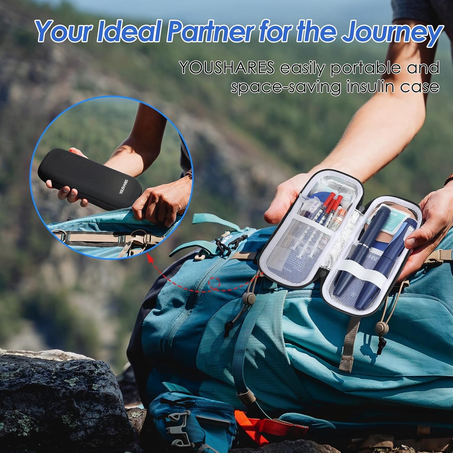 YOUSHARES Insulin Cooler Travel Case TSA Approved - Portable Medication Cooler for Travel and Daily Life, Diabetic Travel Case with 2 Ice Packs