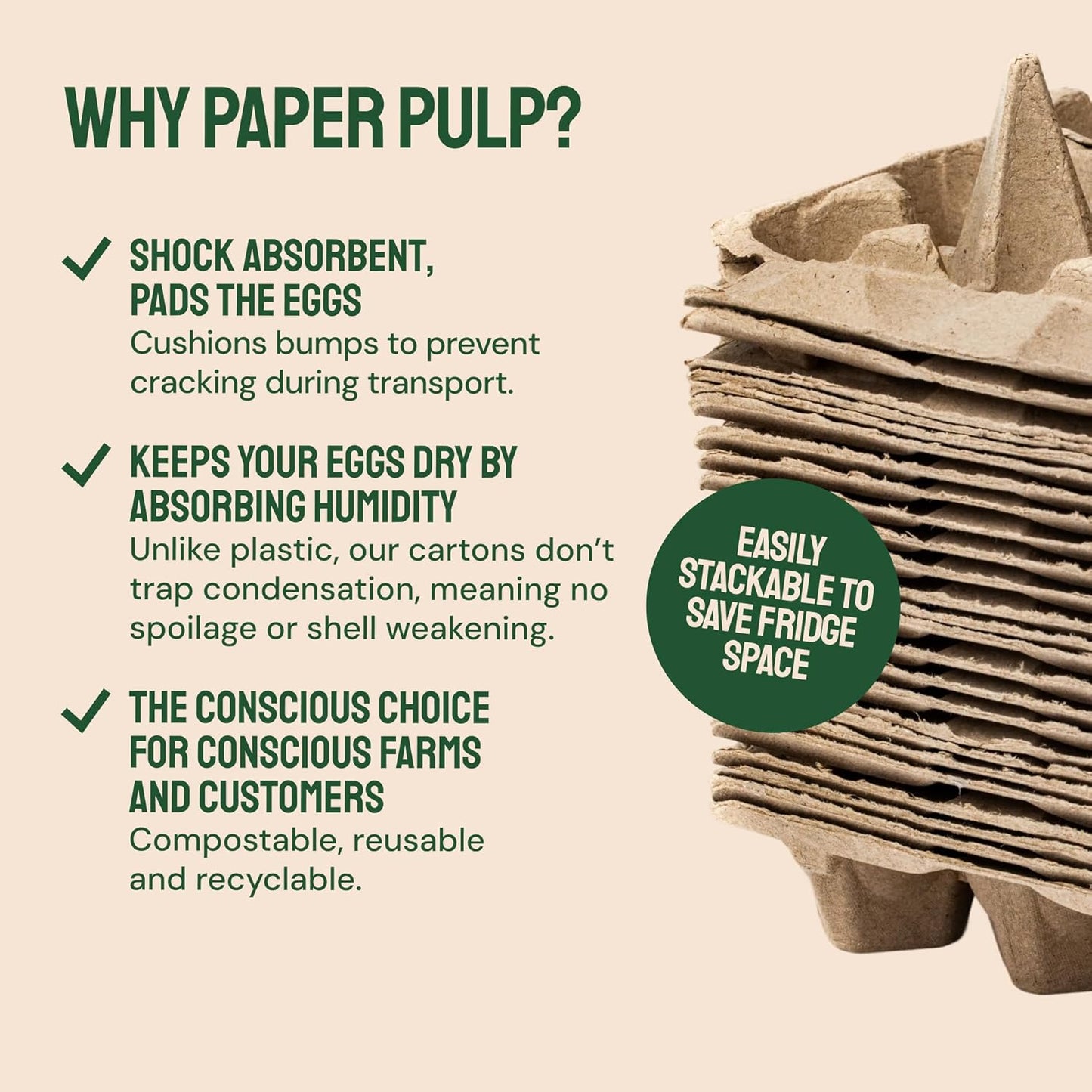 Hatortempt Reusable Paper Pulp Egg Cartons - 48-Pack, 12-Count - Pre-Printed Cartons for Date Labeling - Versatile Egg Baskets for Market & Home - Biodegradable Bulk Packs for Easy Transport