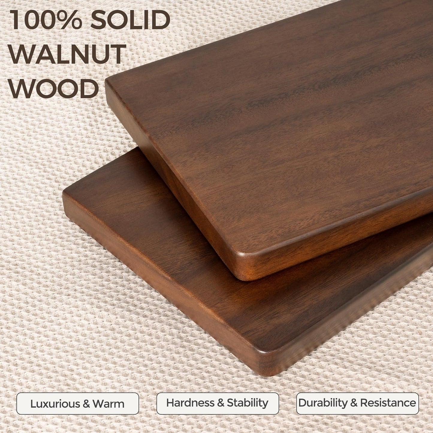 24" Rustic Walnut Wood Floating Shelves, 8 Inch Deep Wall Shelves for Home Decor, Wall Mounted Floating Shelf with Invisible Bracket, Heavy-Duty Storagefor Living Room, Bedroom, Kitchen, Set of 2