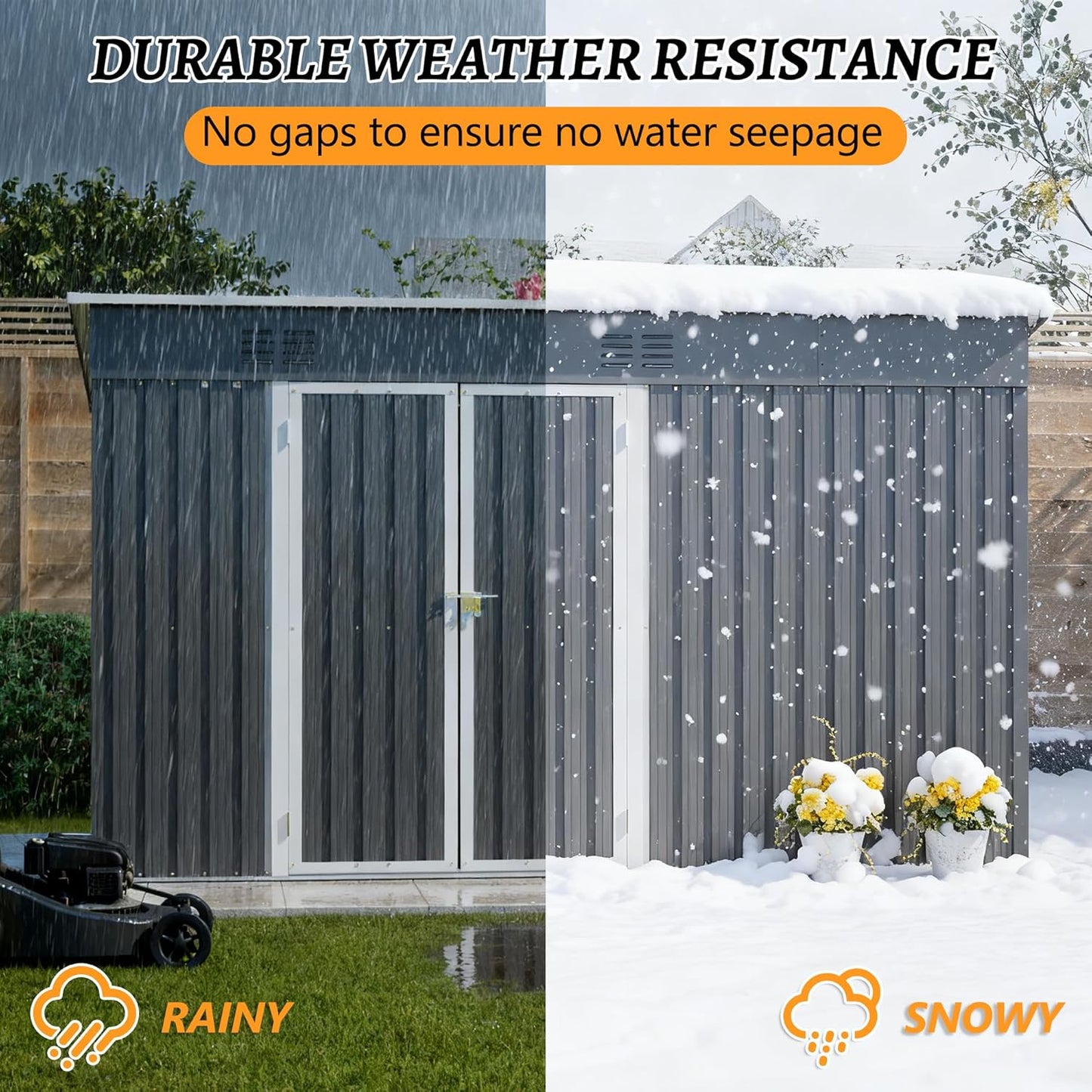 4'x10' Metal Shed Outdoor Storage Shed,Metal Steel Utility Tool Shed Storage House with Double Lockable Doors and Air Vent for Backyard Garden Patio Lawn Gray