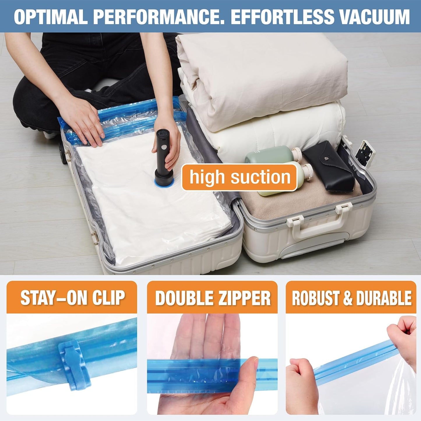 Travel Vacuum Storage Bags with Electric Pump, 15 Combo Travel Packing Bags for Luggage and Suitcase, Carry-on Size Compression Space Saver for Clothes and Clothing