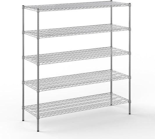 21" Deep x 60" Wide x 64" Height Wire Shelving Kit | 5-Tier | NSF Commercial Storage Rack Unit