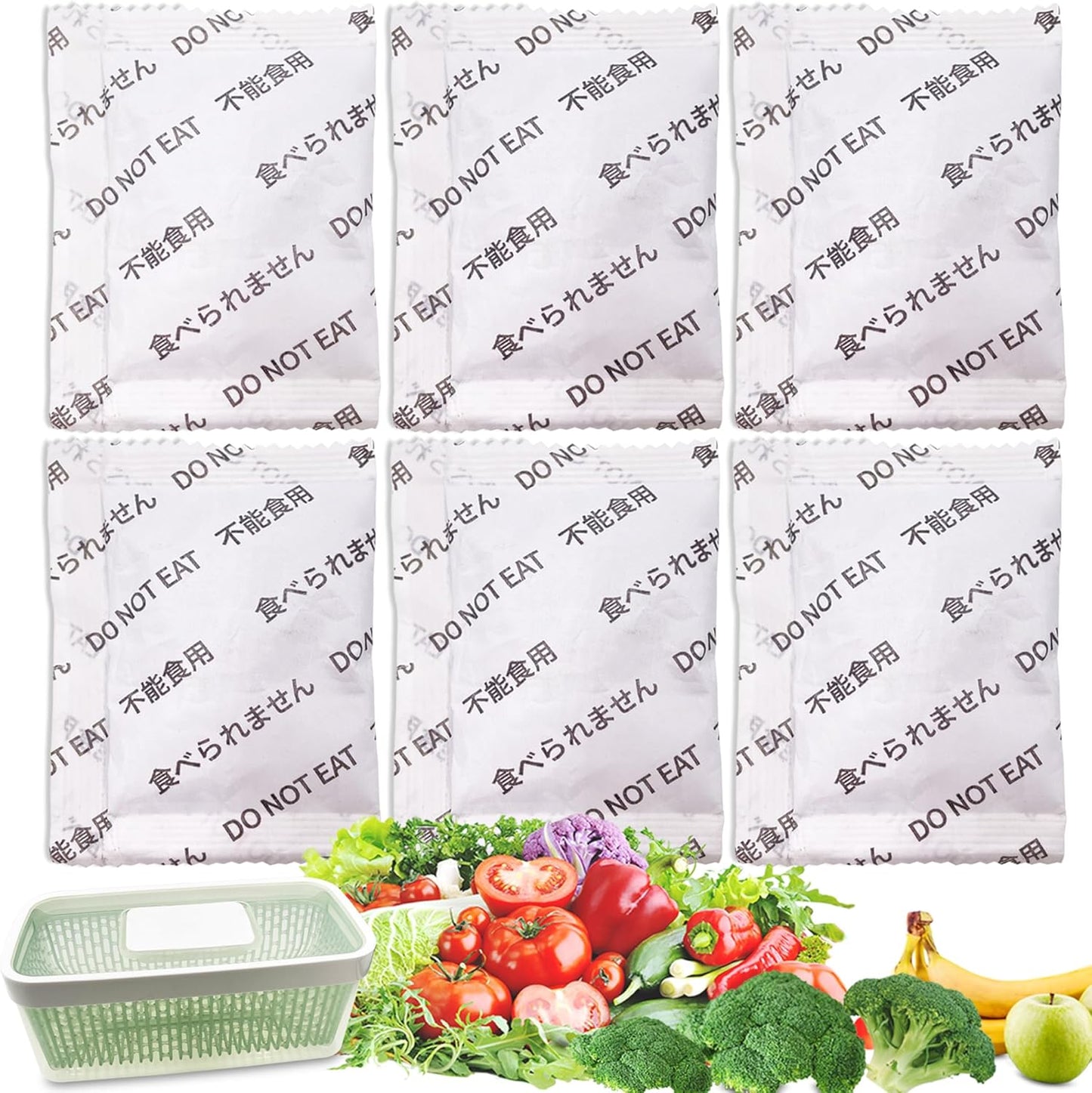 6 Pack Produce Saver Refills Kit for OXO GreenSaver Produce Keepers and Crisper Inserts, Keep Fruits Veg Fresh, Also Compatible with Bluapple Produce Freshness Saver Balls and other Produce Savers