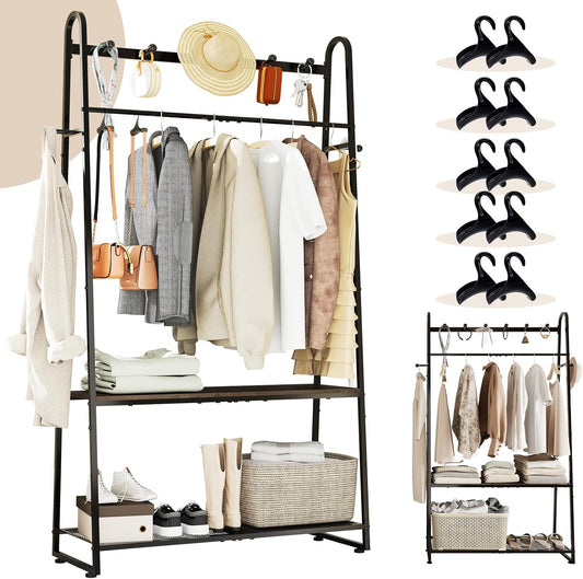 KAFAHOM Purse Organizer for Closet, Heavy Duty Coat Rack freestanding for Entryway, Oversized Bag Shelf, Purse Holder for Hanging Strap Handbags, Clothing, Ideal Storage for Small Space Solution