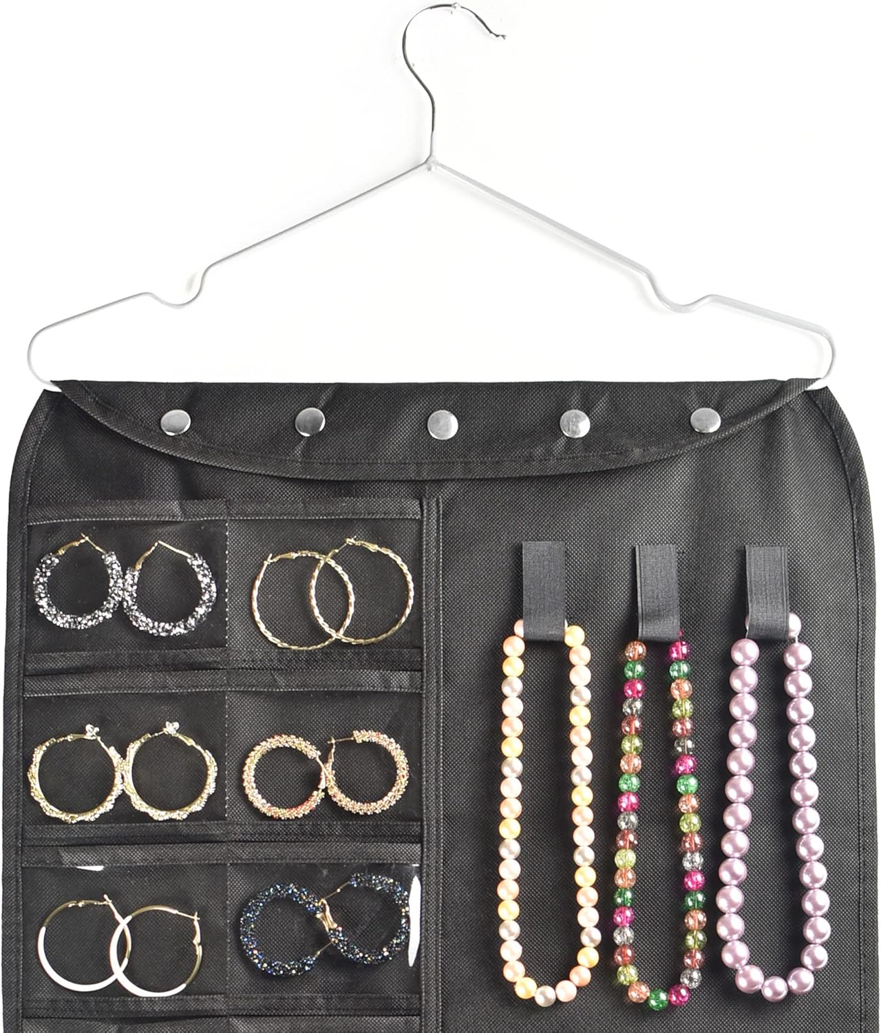 BB Brotrade Hanging Jewelry Organizer,Accessories Organizer,56 Pocket Organizer for Holding Jewelries (Black-56 Pockets)