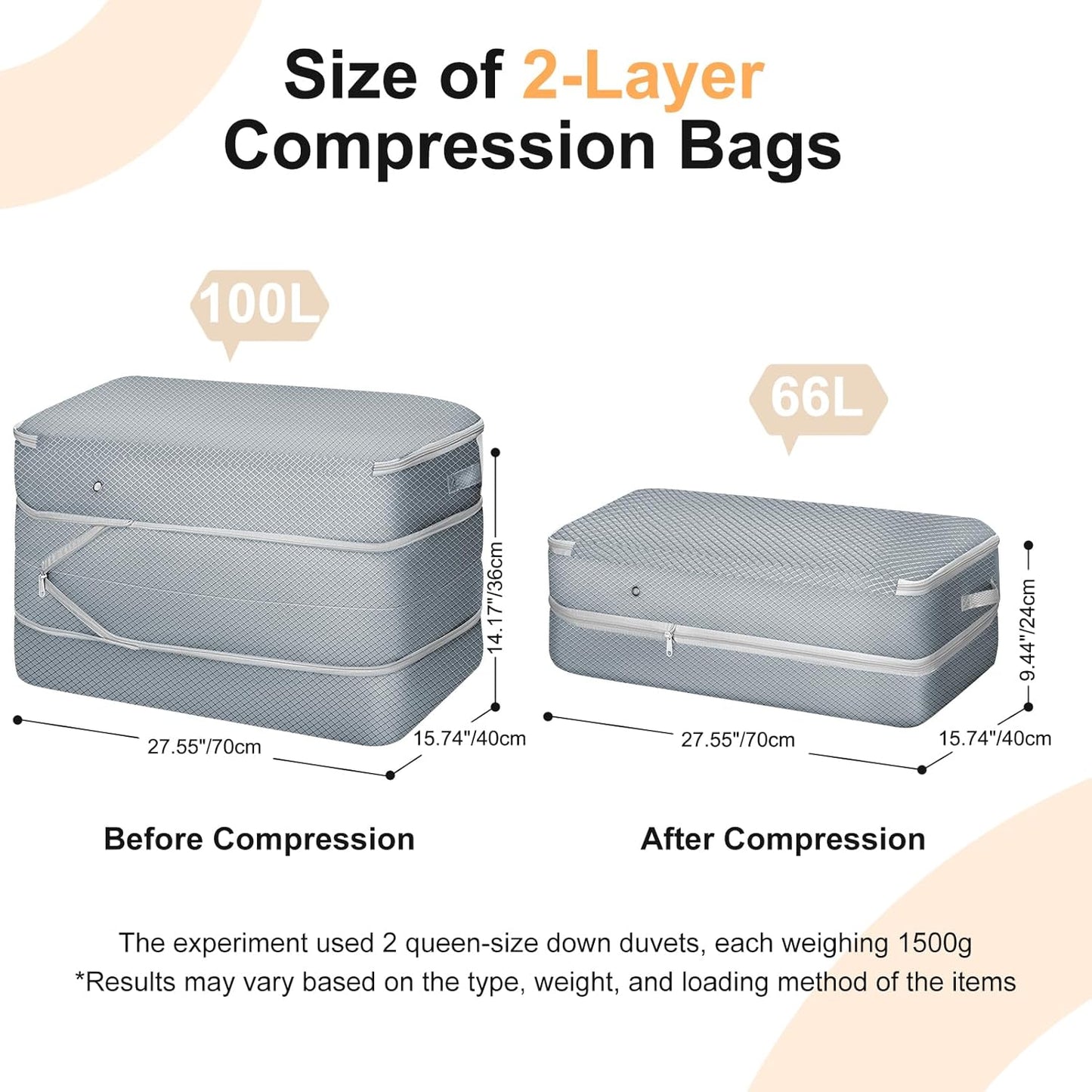 Comforter Storage Bag - Large Capacity Bedding Storage Bags Ultra Space Saving Self Compression Organizer, Washable Compression Bags for Storage Comforter Blanket Duvet Pillow, 4-Pack, Grey