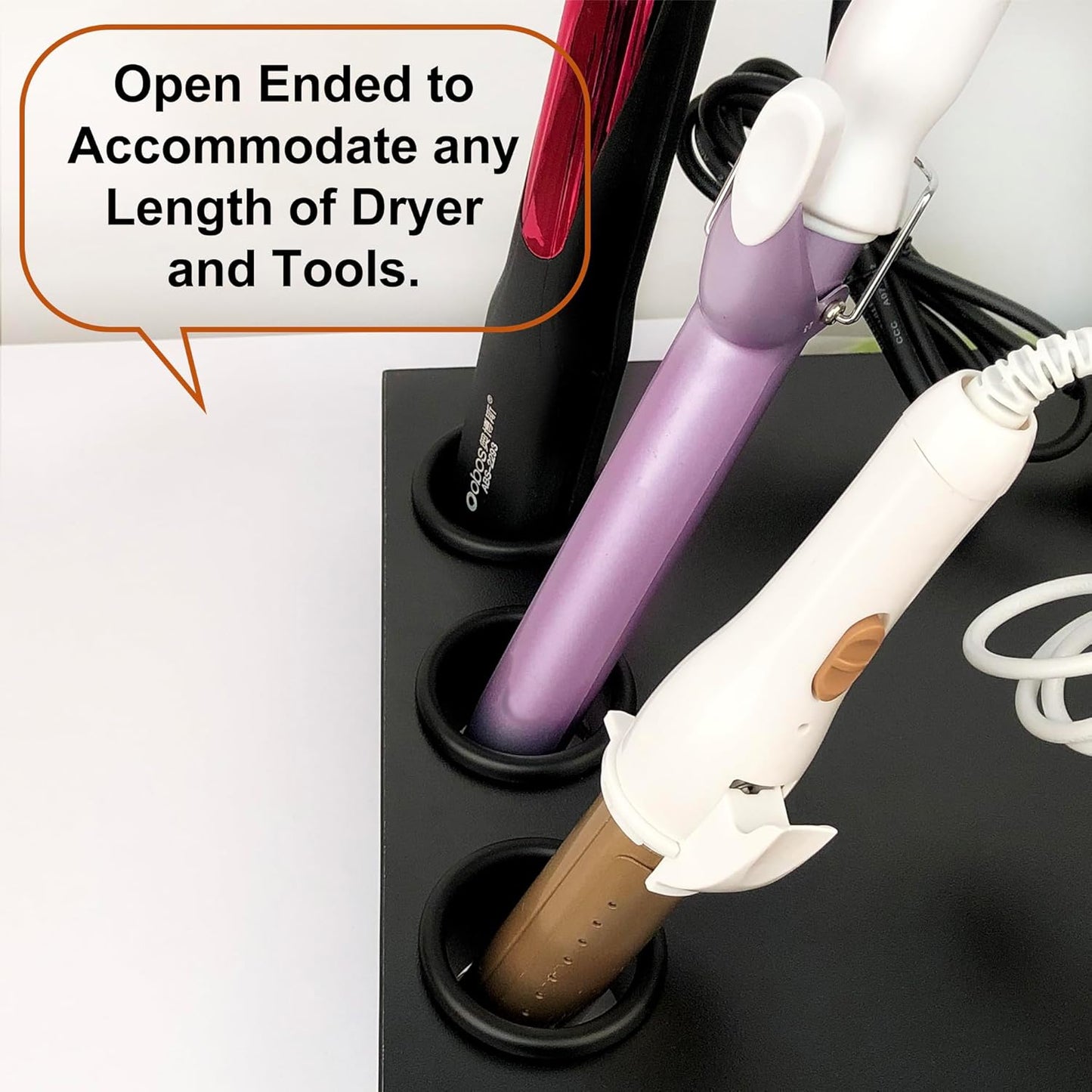 Hair Styling Station - Curling Hot Iron Appliance with Tube Package and Organizer for Salon, 3pcs, 2inch, Black