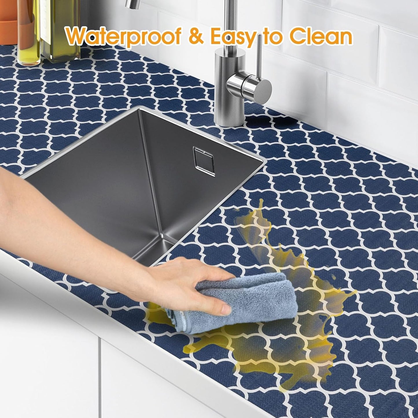 Shelf and Drawer Liner for Kitchen Cabinets Non-Adhesive, Strong Grip Non-Slip Thickened Cabinet Liners for Shelves, Waterproof Mats for Dresser Cupboard, Blue, 12 in x 30 Feet