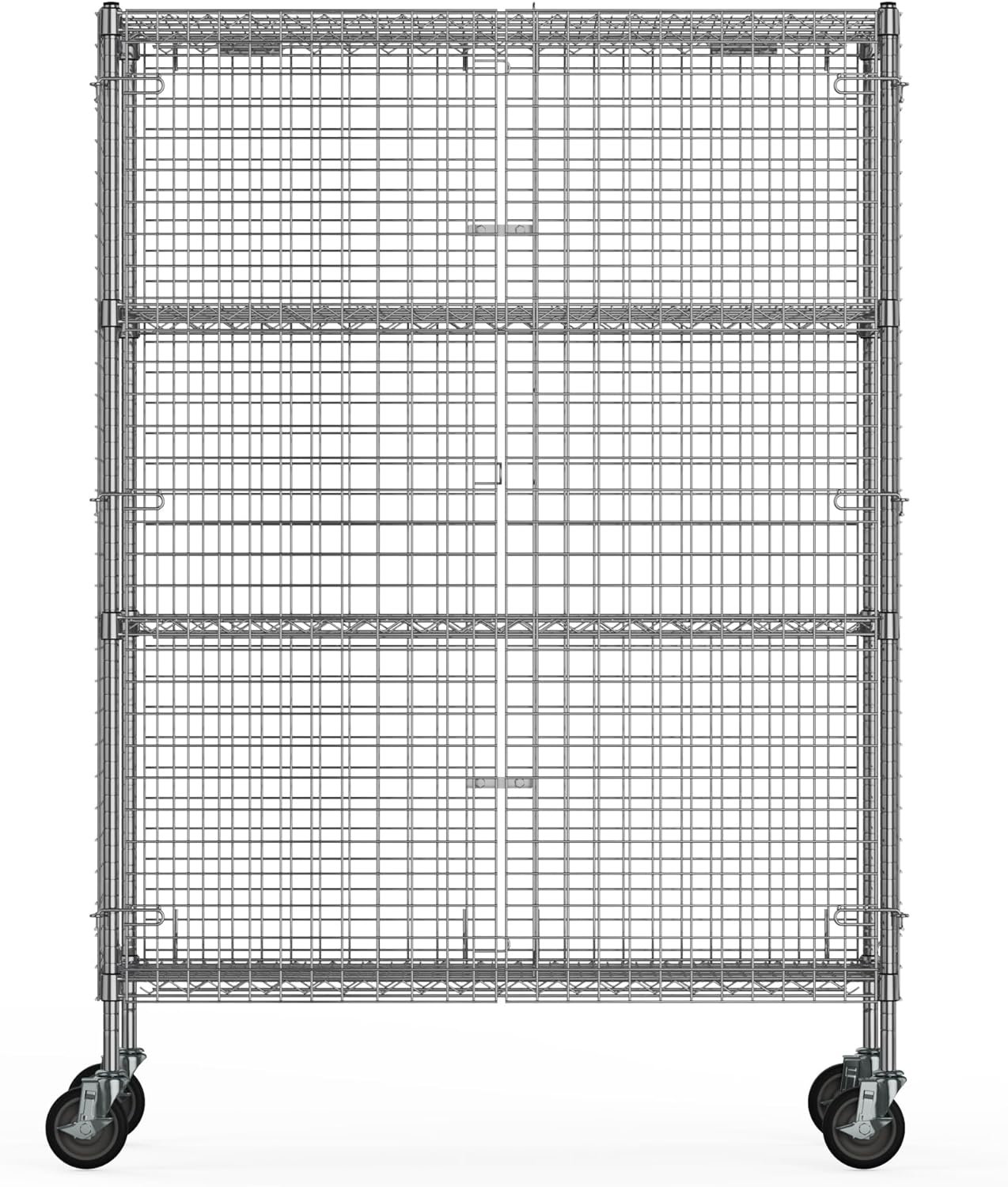 18" W x 60" L x 69" H Heavy Duty Utility Commercial Grade Metal Storage NSF Unit | Chrome Mobile Security Wire Cage Kit