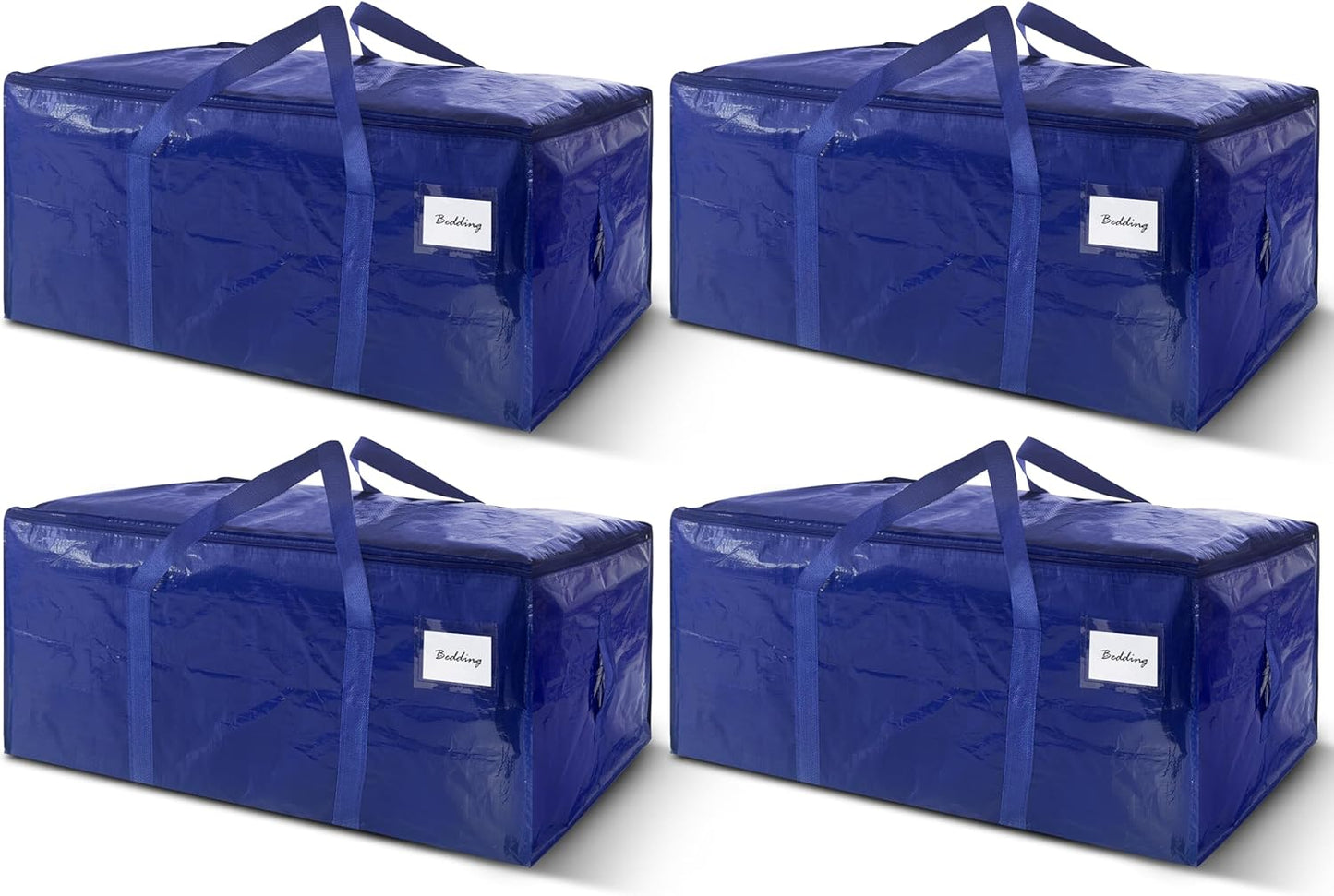 4 Pack Extra Heavy Duty Large Moving Bags with Strong Zipper & Carrying Handles, Sturdy Clothes Storage Bag Totes Bins, Packing Bags Moving Boxes College Moving Supplies, Dark Blue - 40 gal