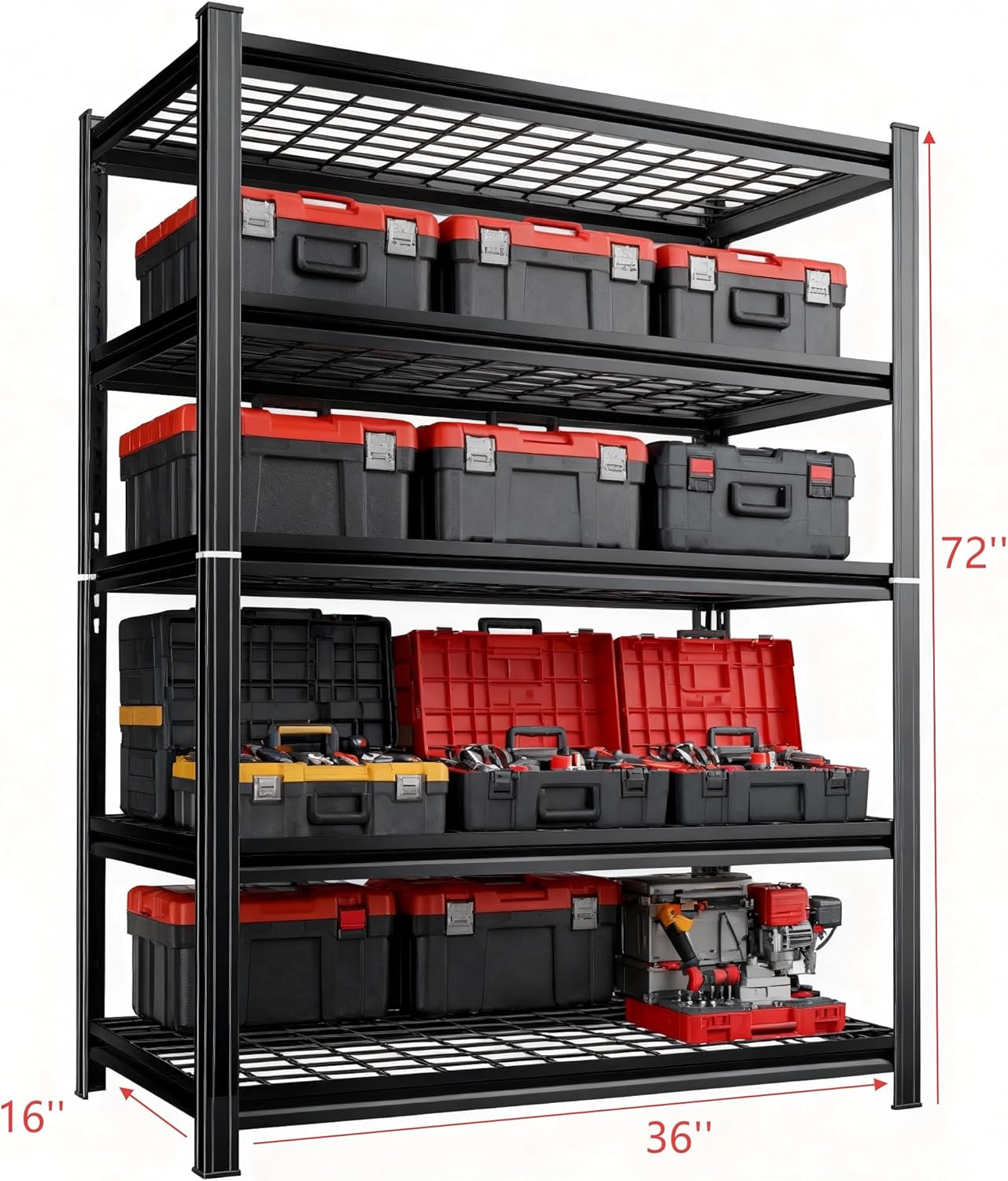35''W Wire Shelving Unit, 3000 Lbs Heavy-Duty Garage Storage Shelves, 5-Tier Adjustable Reinforced Shelves for Laundry Rooms, Basements, Kitchens&Outdoor (35''W*16''D*72''H, 5-TIER-wire shelving)