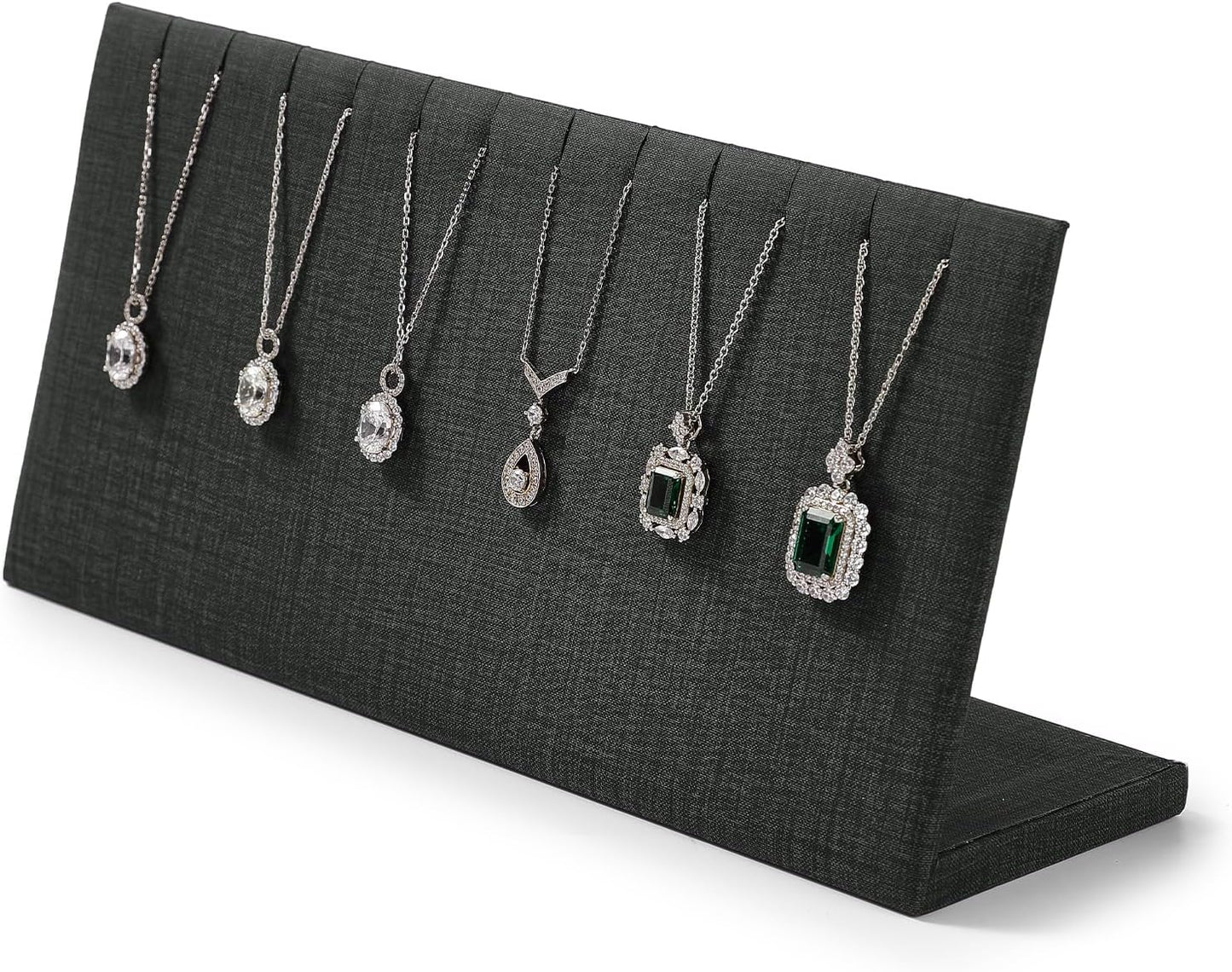 Leather Necklace Display Stand with Hooks for Jewelry Storage Display (Black)