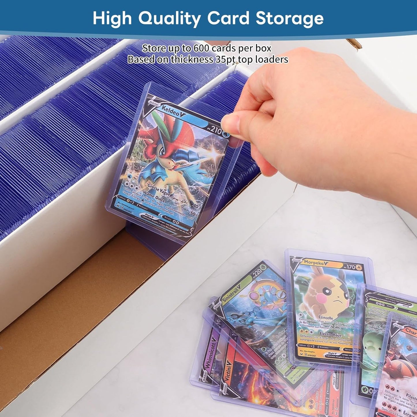 6 Pack Trading Card Storage Box, 2340 Count White Sports Card Organizer for Storing, Protecting and Organizing Soccer, Basketball Game Cards