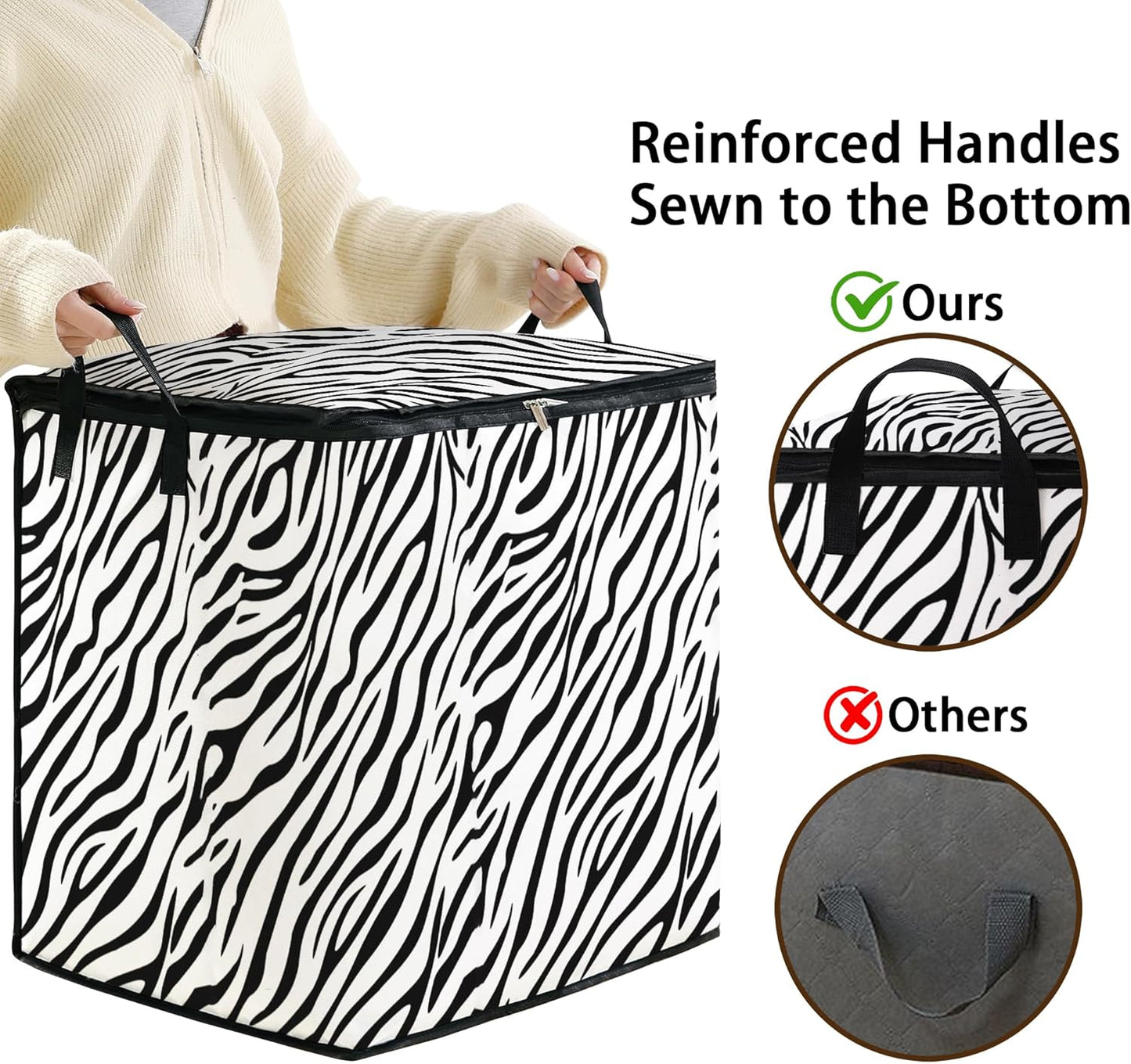 Large Comforter Storage Bag with Zipper,Closet Organizer for Clothes,Blankets,Quilts,Pillows,Fabric Storage Bags with Portable Handles 95L(2-Pack)