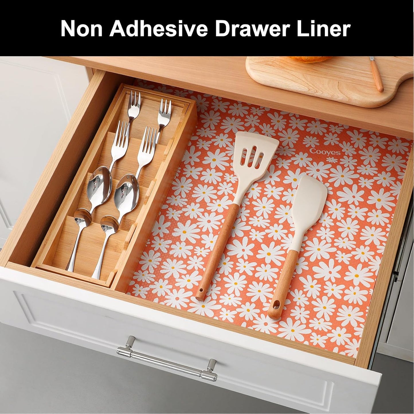 Cooyes Shelf Liner – Premium Non-Adhesive Cabinet & Drawer Liner for Kitchen – Waterproof Shelf Paper with Modern Pattern – Durable EVA Cabinet Mat – Easy to Cut （11.8" W x 236" L）