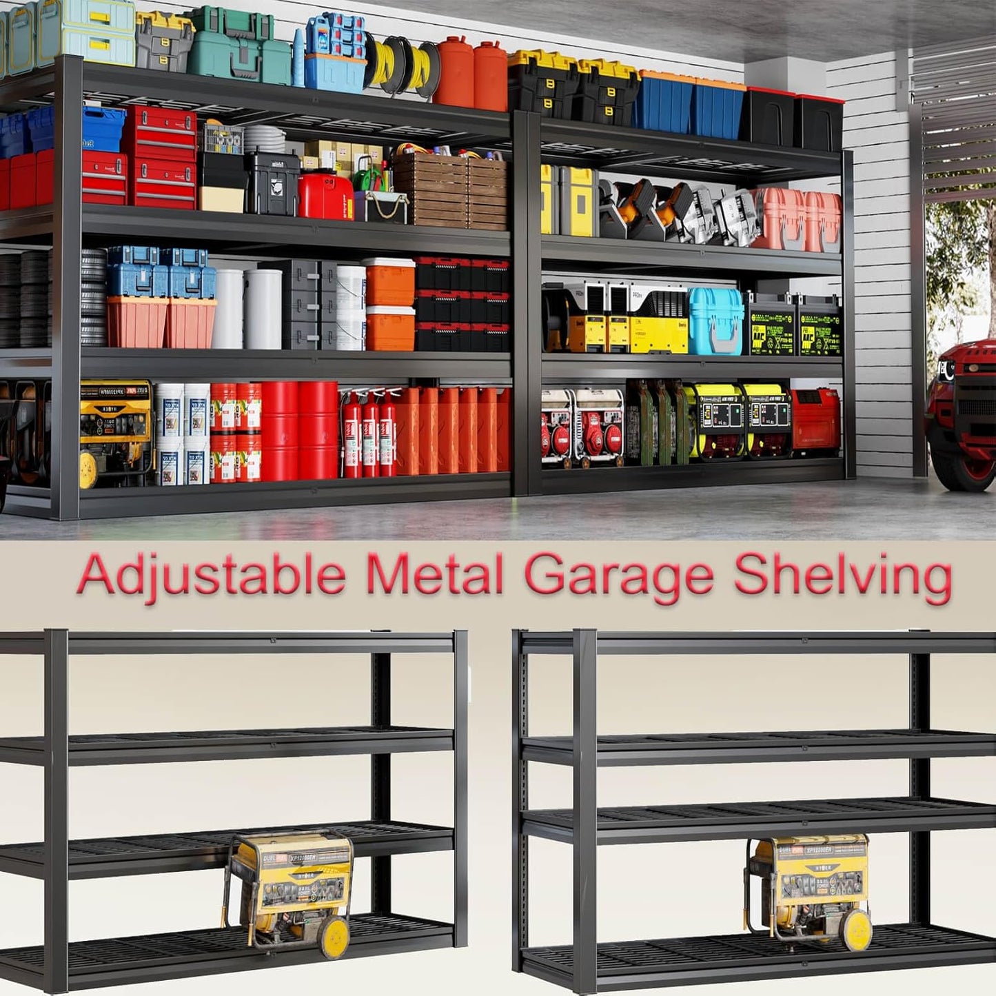 68" Wide Heavy Duty Garage Shelving Units, 5-Tier Deep Storage Shelves,Black Metal Garage Shelves,Steel Shelf,Large Storage Rack,Industrial Shelving for Shop, 68" W x 24" D x 84" H