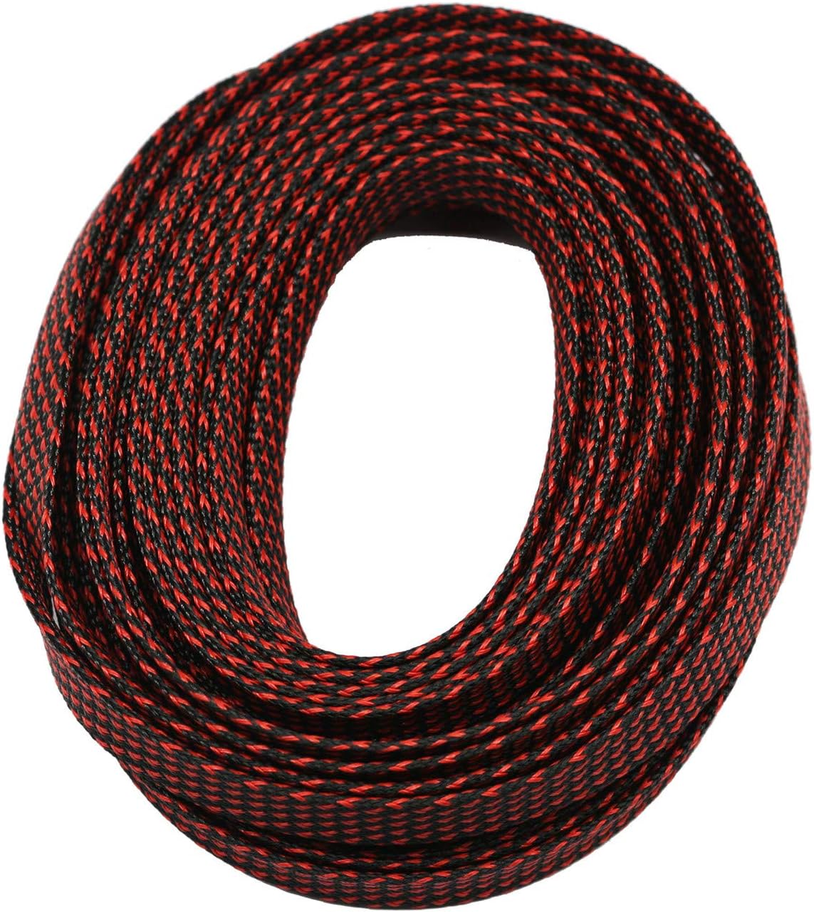 30ft PET Expandable Sleeving Wire Cable Sleeve (3/5", Red&Black)