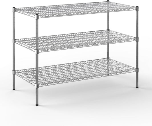 24" Deep x 48" Wide x 34" Height Wire Shelving Kit | 3-Tier | NSF Commercial Storage Rack Unit