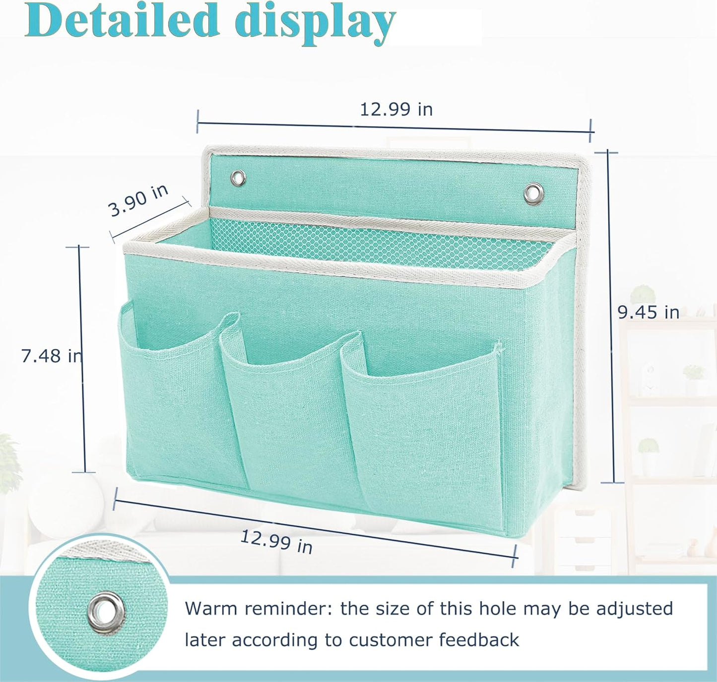 2-Pack Wall Hanging Organizer Bag/Hanging Baskets with Large Mesh Compartment & 3 Pockets，Over the Door Organizer Space Saving Storage for Bedroom,RV Camper, Closet (Green -2 Pack)