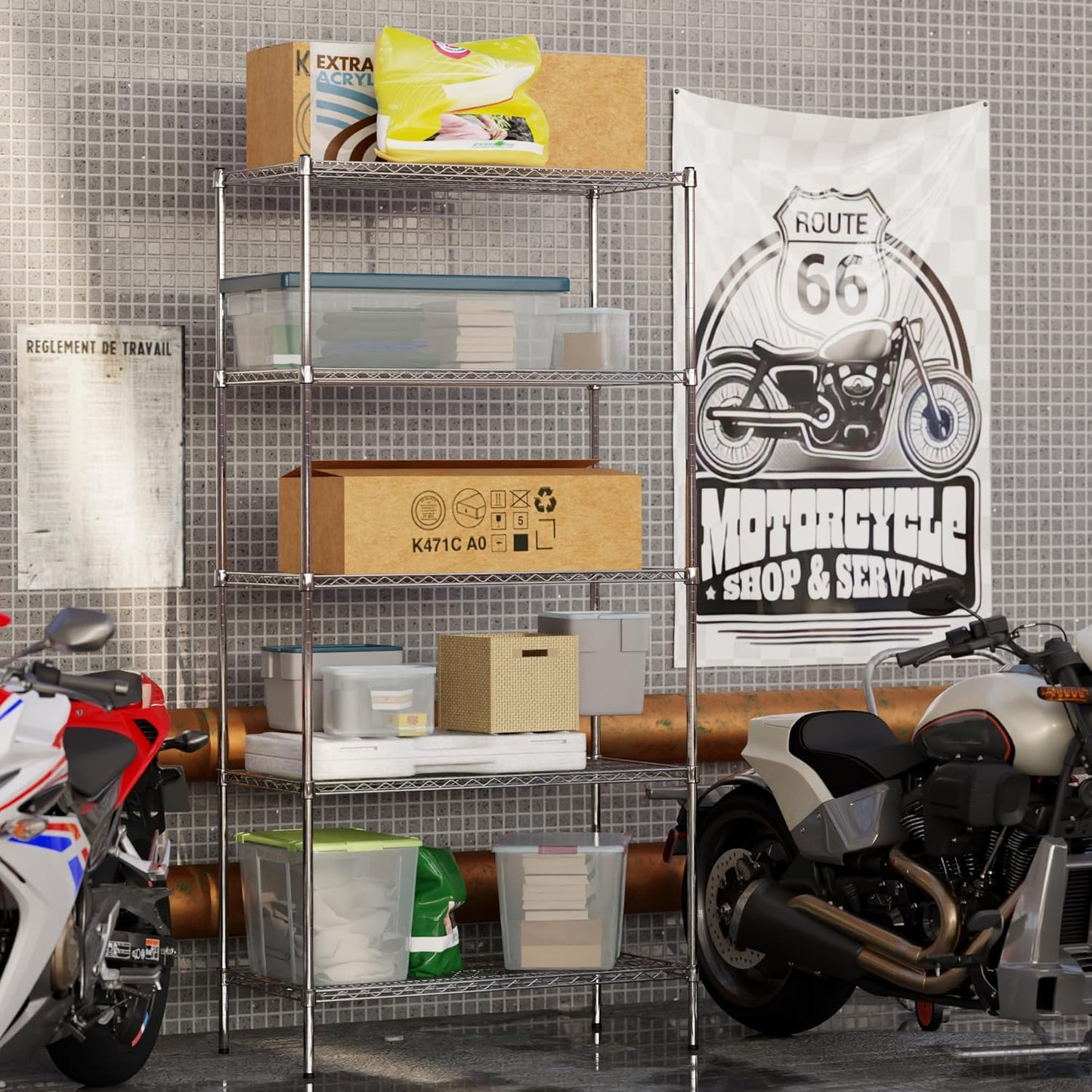 21" Deep x 42" Wide x 86" Height Wire Shelving Kit | 5-Tier | NSF Commercial Storage Rack Unit