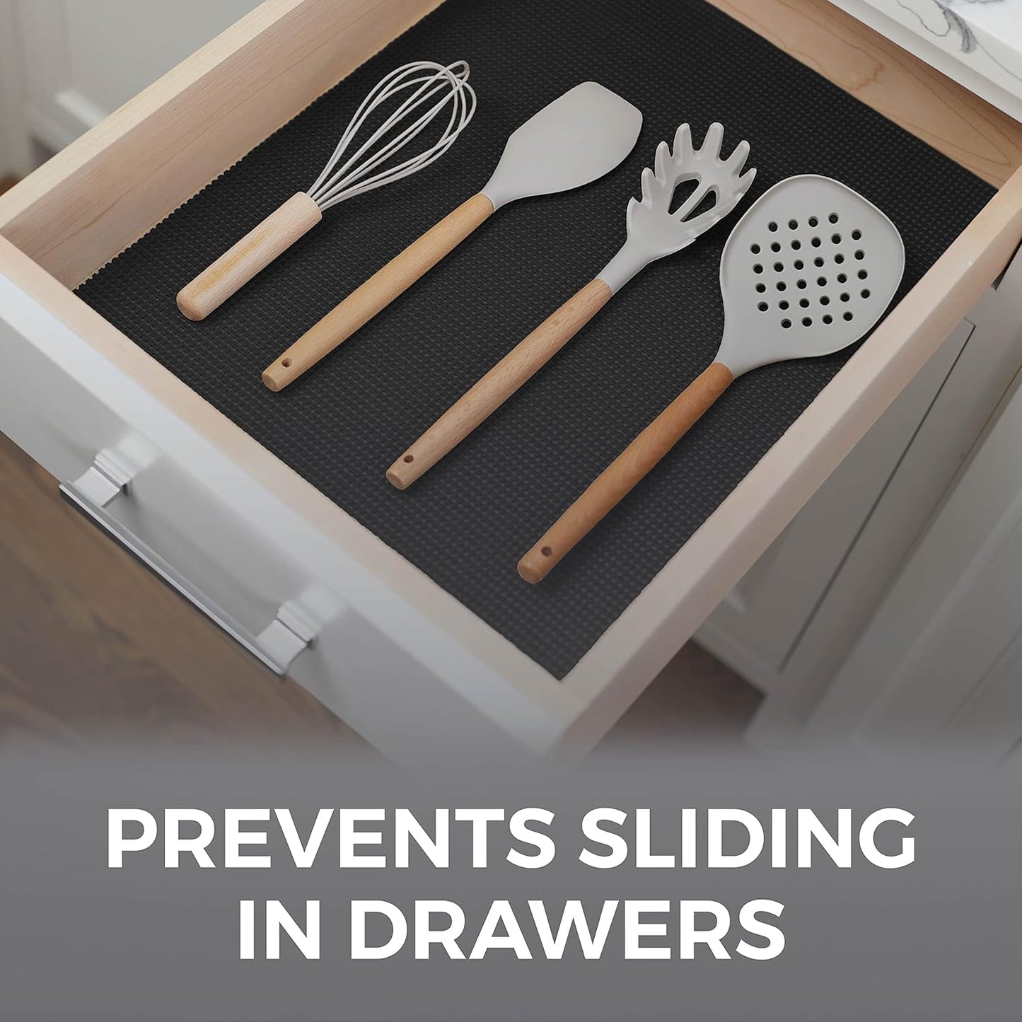 HOME GENIE Shelf Drawer and Cabinet Liner, Durable with Strong Grip, 12 in x 20 FT, Non Adhesive Liners Protect Kitchen Cabinets and Cupboard, Pantry, Bathroom Drawers and Shelves, Desks, Pitch Black