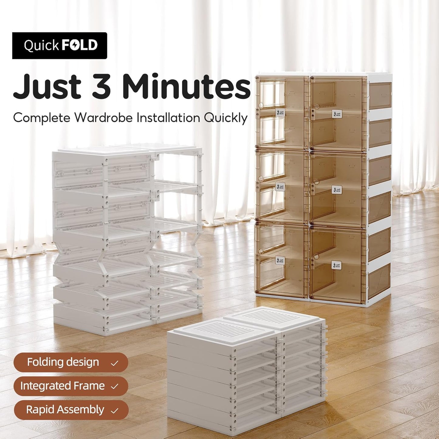 ANTBOX Foldable Shoe Rack,Shoe Organizers for Closet Plastic Shoe Storage Box for Entryway,Living Room,Large Sturdy Stackable Sneaker Cabinet Bins with Magnetic Clear Door 10 Tiers 20 Pairs