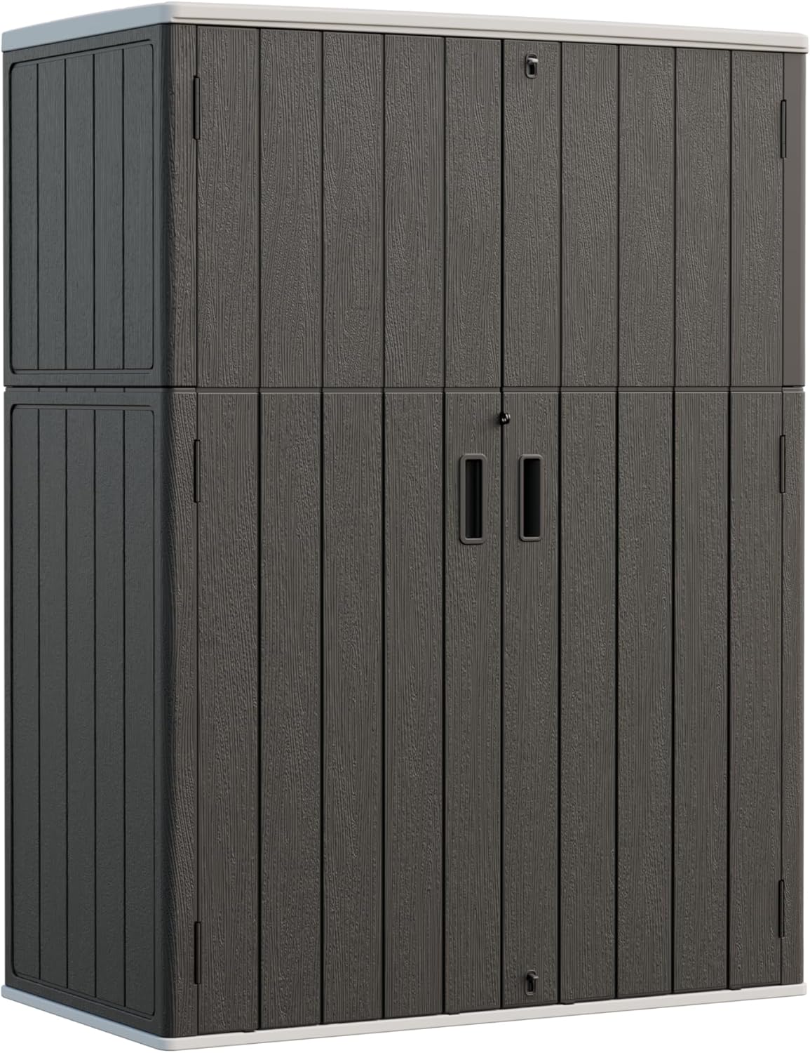 HOMSPARK Outdoor Storage Shed Weather Resistance, Patio Storage Cabinet Lockable Resin Tool Shed for Storage of Bike, Trash Cans, Garden Tools (Black, 66 Cu.ft)