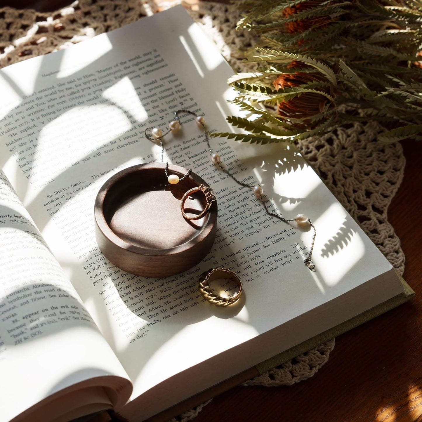Walnut Wood Ring Holder, Engraved Jewelry Dish and Storage Tray, Unique Gift for Her, Valentine’s Day Gift