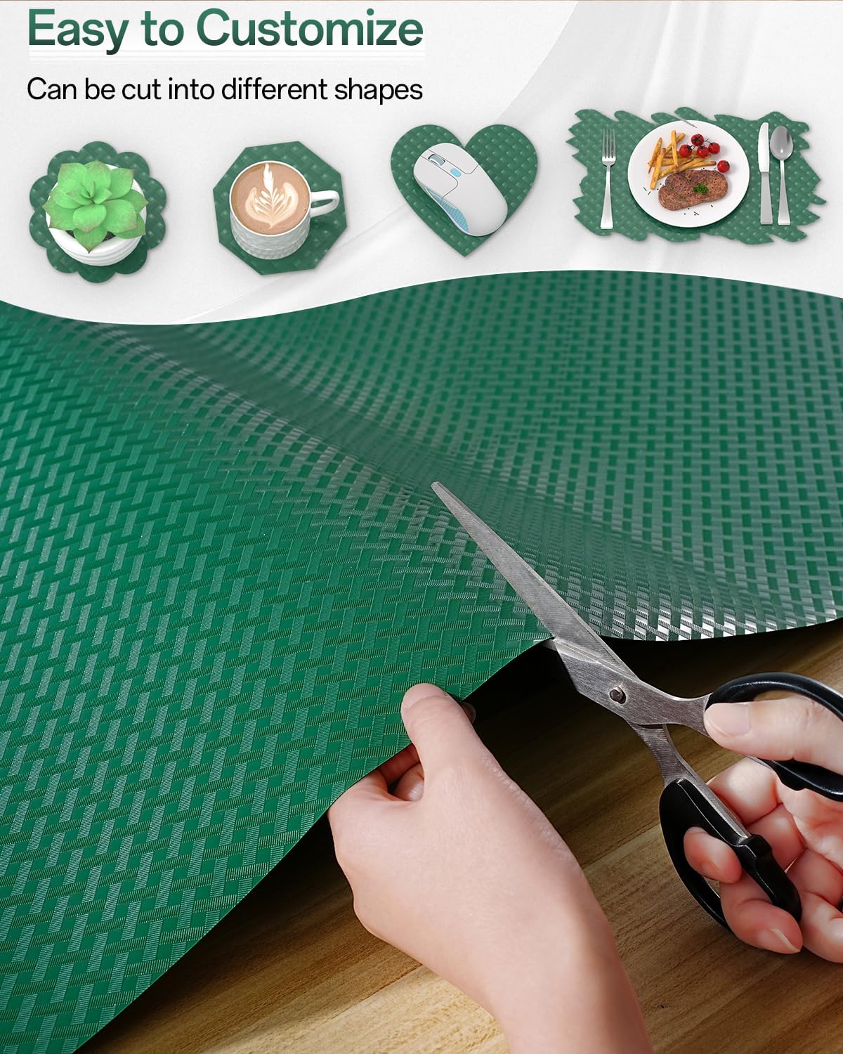 Shelf and Drawer Liner for Kitchen Cabinet, Non-Adhesive 18in x 360in Waterproof Contact Paper Refrigerator Liners Thickened Durable EVA Material Non Slip Mat for Dresser Cupboard Pantry Protector