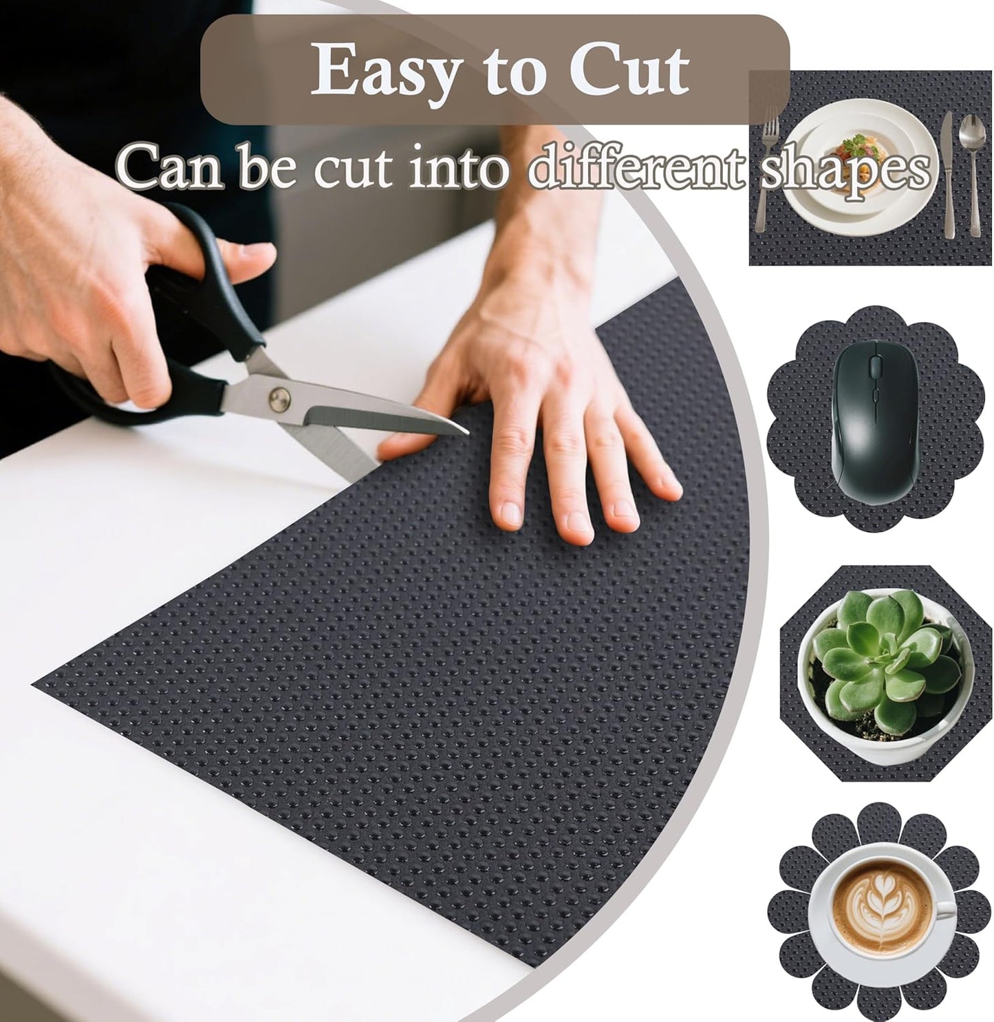 Cabinet Shelf Liner 11 Inch Wide X 20 Ft Non-Slip Kitchen Drawer Liners Waterproof & Oil-Proof Drawer Liners for Cupboard Pantry Non Adhesive Refrigerator Shelf Liner Strong Grip Cabinet Mat (Black)