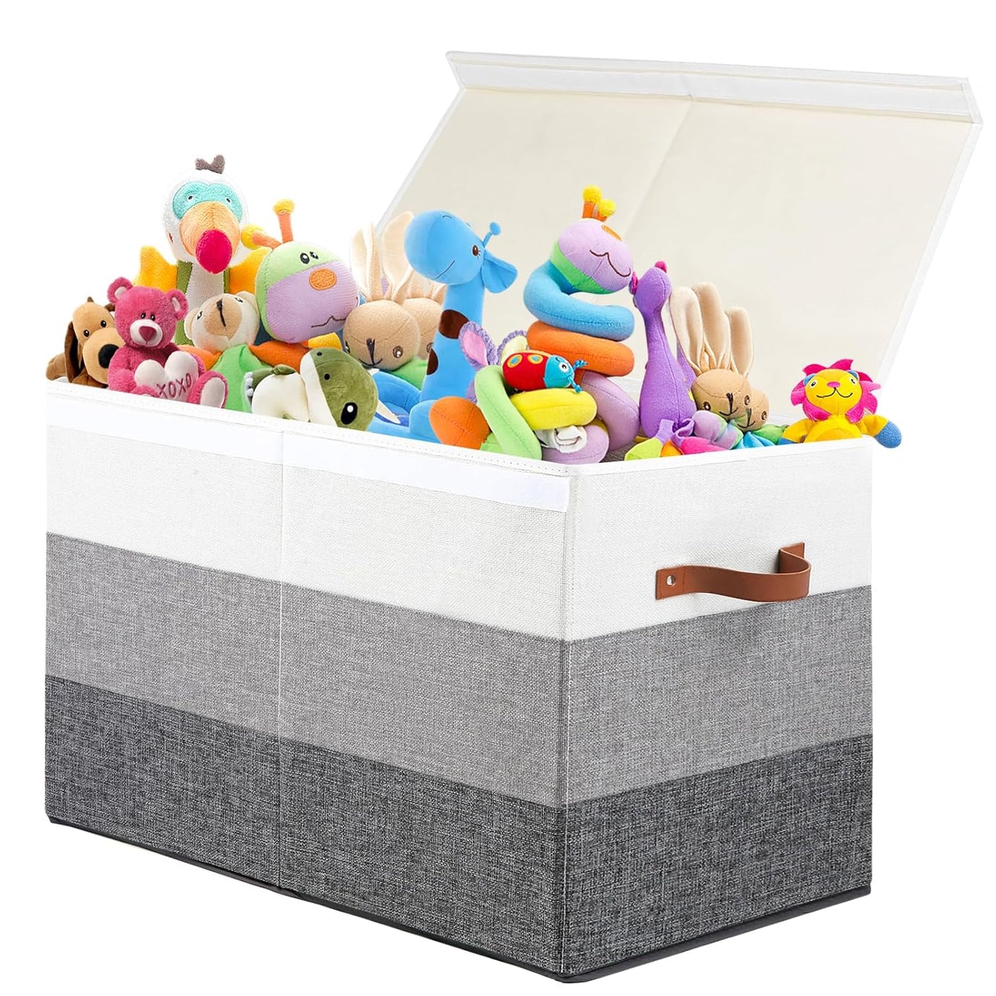 Mayniu Toy Box Storage Chest with Divider, Large Sturdy Toy Bin Organizer Basket with Lid for Kids, Boys, Girls, Nursery, Living Room, Bedroom, Playroom, Closet, 25"x13" x16"(Gradient Grey)