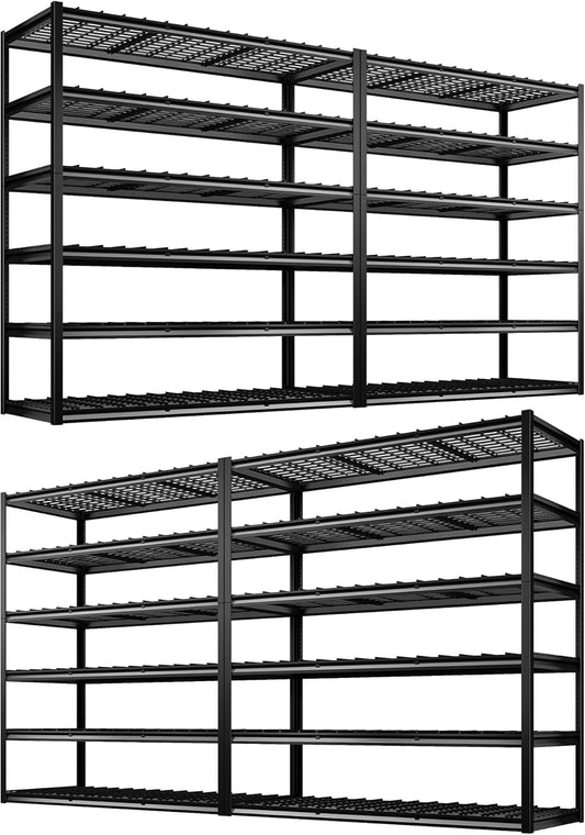 REIBII 60" W Garage Shelving, 3000LBS Storage Shelves, 6 Tier Heavy Duty Shelving, Adjustable Metal Shelving Units and Storage Rack for Warehouse, Pantry, Basement, 60" W x 84" Hx 24" D, 4 Pack