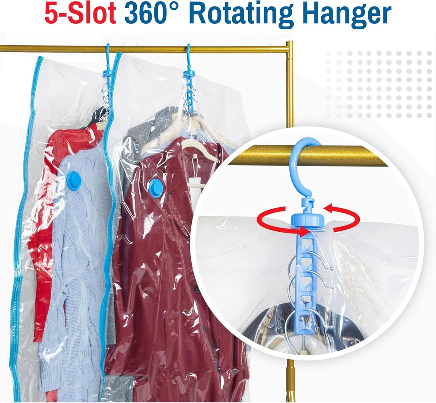 Hanging Vacuum Storage Bags for Clothes & Coats – 8 Pack (4 Small & 4 Large) Vacuum Seal Garment Bags for Hanging Storage – Space Saving Compression Bags for Clothing, Jackets – Transparent