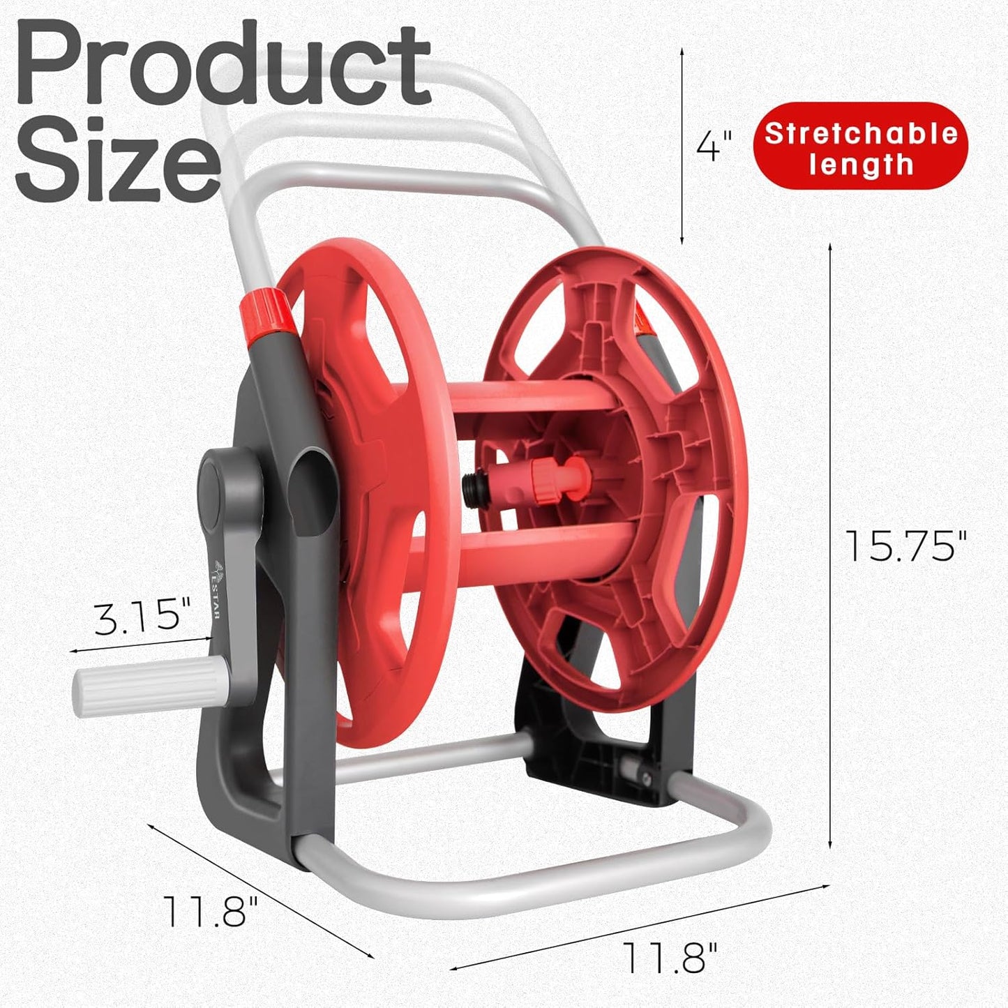 Garden Water Hose Reel Cart,Holds 50-60 Ft of 5/8 Inch Hose, Portable Hose Pipe Holder for Outside