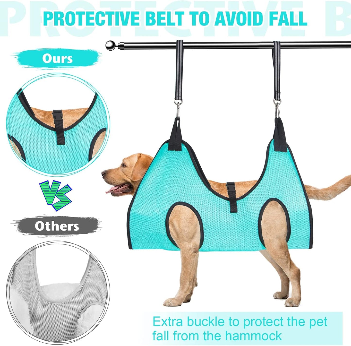 Cat Grooming Hammock - Dog Grooming Harness with Nail Trimming Feature (XS, 15lb), Dog Sling for Nail Clipping