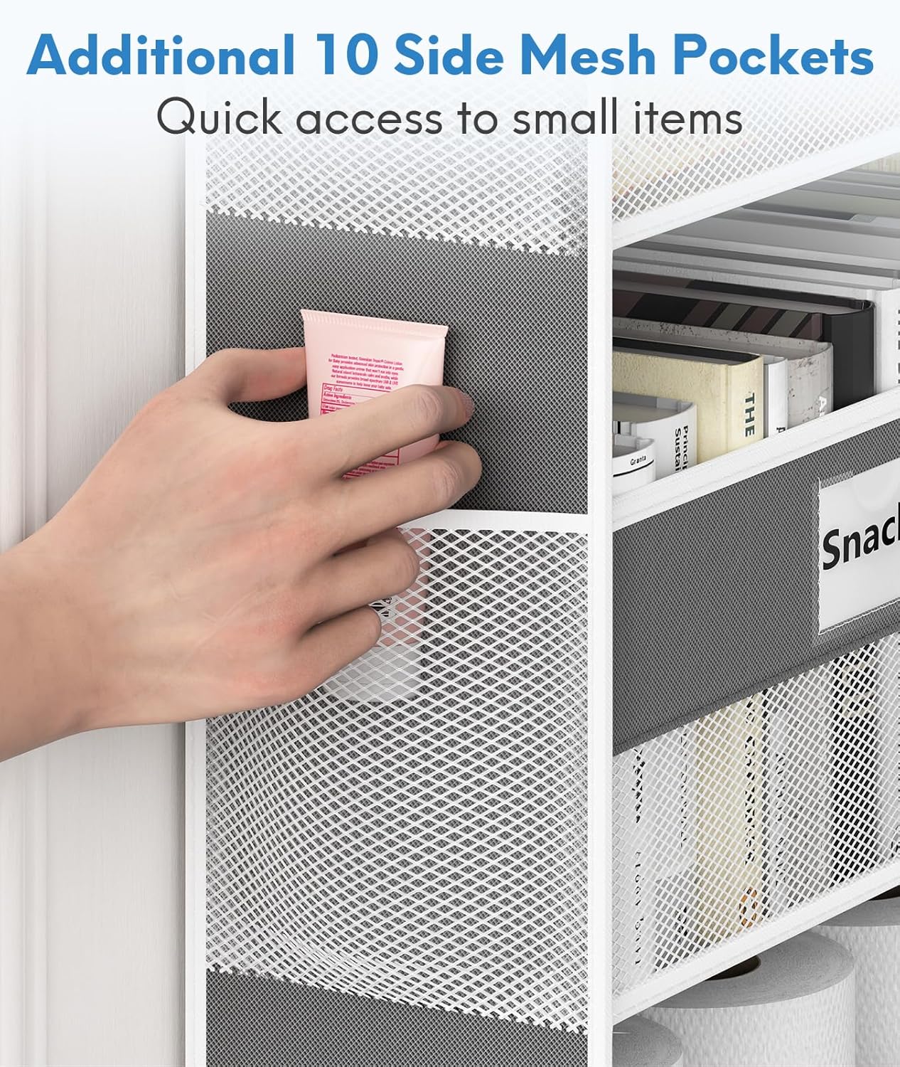 Over The Door Organizer Hanging, 5 Shelf Behind The Doors Storage, Pantry Door Organizer, Closet Organizers for Bedroom and Nursery (Dark Grey)