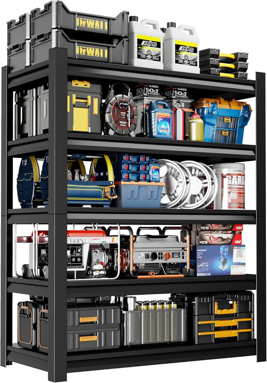 36" W Garage Shelving,5-Tier Heavy Duty Shelving Unit,3000LBS Adjustable Metal Storage Shelves,Storage Rack Units for Industrie,Shed,Warehouse,Basement,Black,36" W x 16" D x 72" H