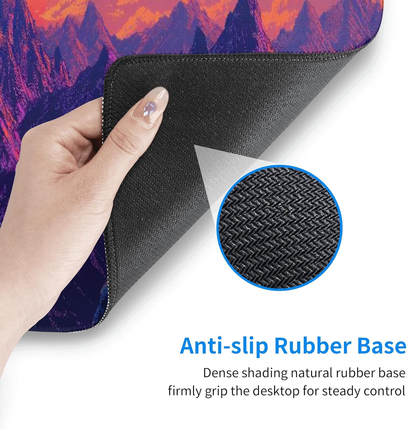Purple Mountains Sunset Large Mouse Pad, Gaming Desk Mat, XL Keyboard Desk Pad Mat for Desktop, 31.5"x11.8" Non-Slip Base Big Mousepad with Stitched Edges