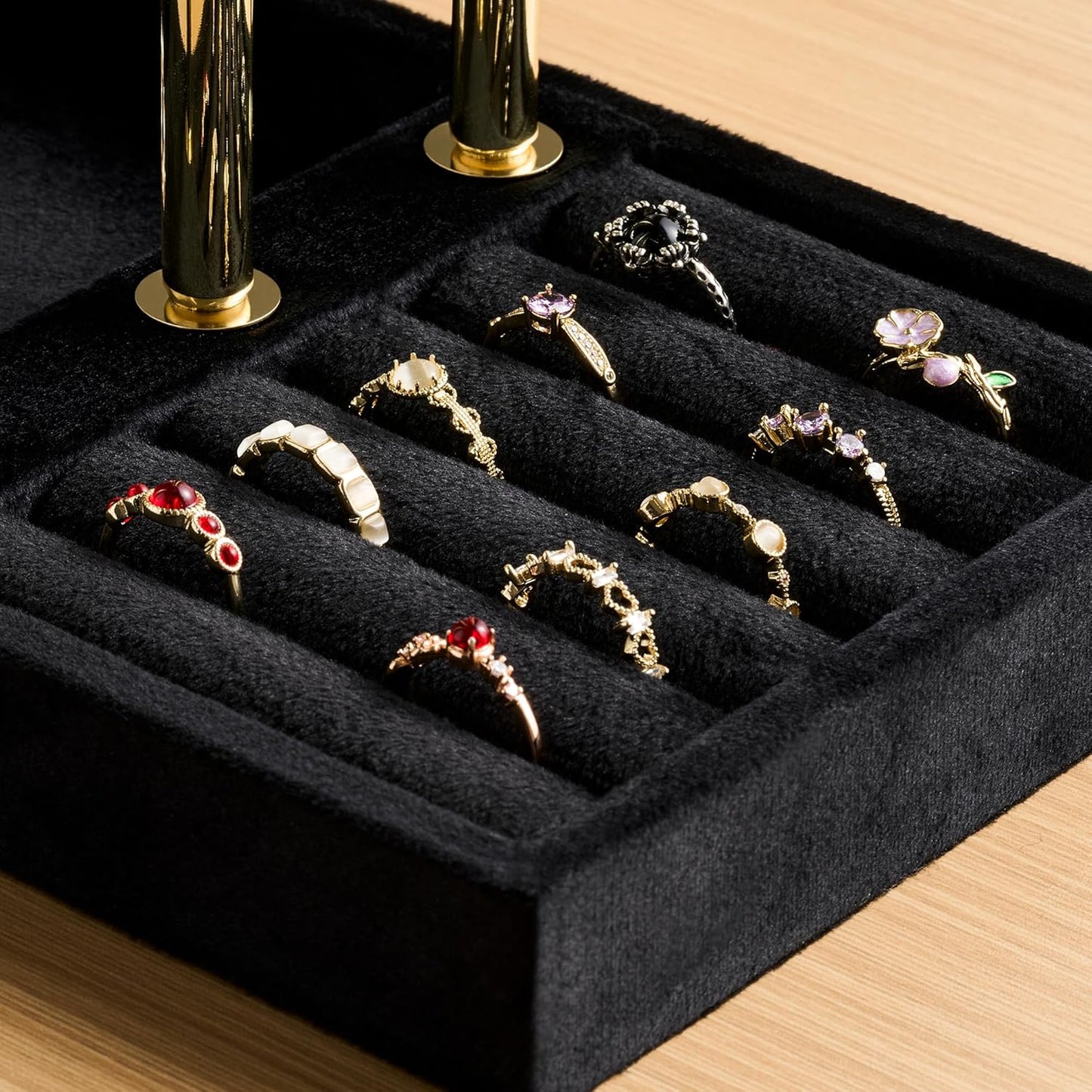 Bracelet Holder Jewelry Organizer Display - 3 Tier T Bar Velvet Stand, Black Jewelry Storage for Bracelet, Necklaces, Earrings, Watches