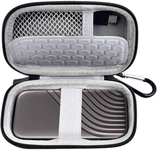 Case Compatible for WD 1TB 2TB 500GB My Passport SSD External Portable Drive-WDBAGF0010BRD-WESN, Carrying Storage Holder Bag Also fits for USB Cables(Case Only)