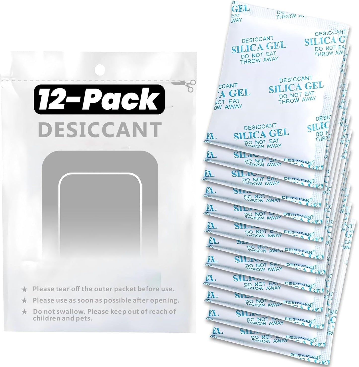 Pet Food Desiccant Bag, Replaced Desiccant for Automatic Cat dog Feeders, Keep Cat Food Dog Dry and Fresh- 12 Packs