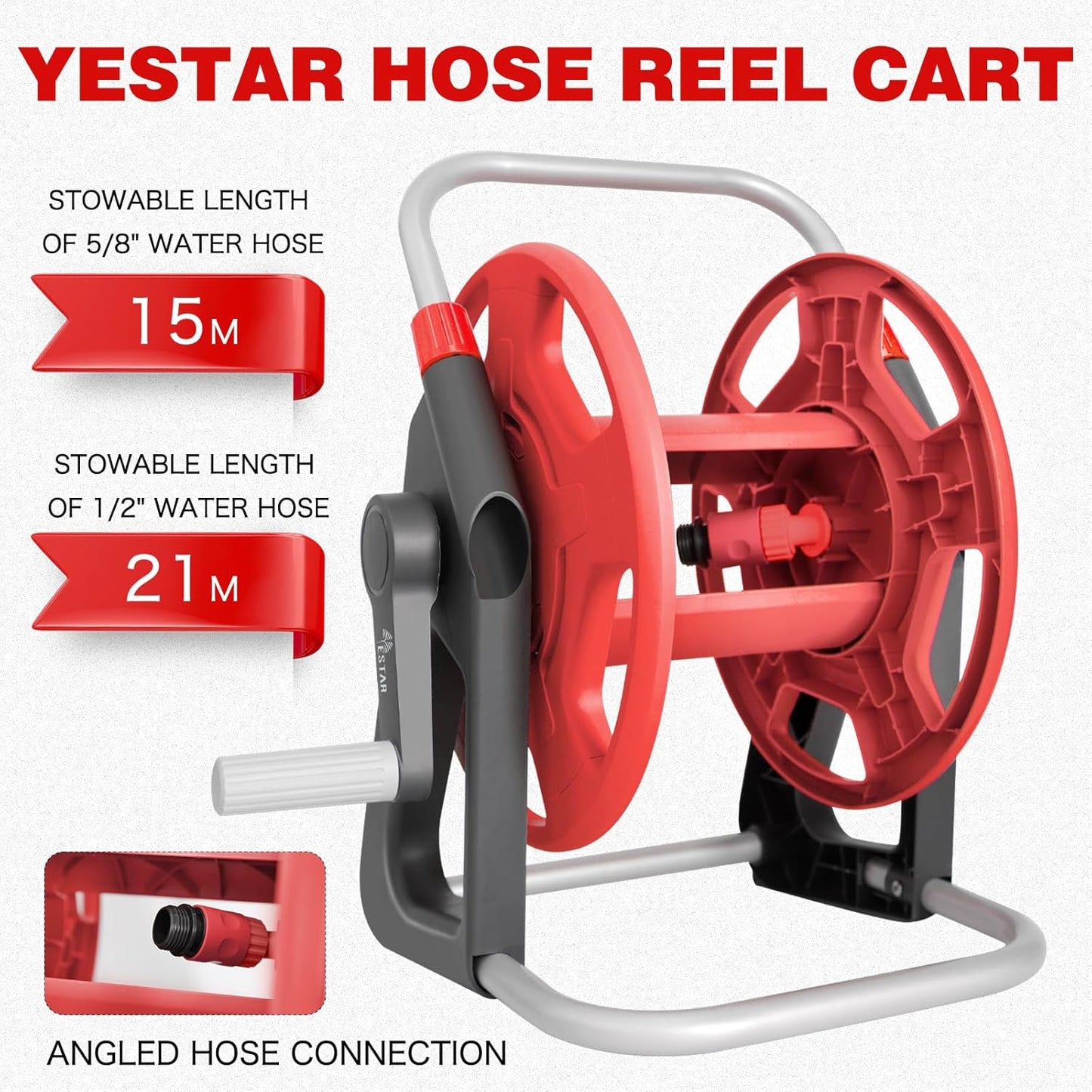 Garden Water Hose Reel Cart,Holds 50-60 Ft of 5/8 Inch Hose, Portable Hose Pipe Holder for Outside