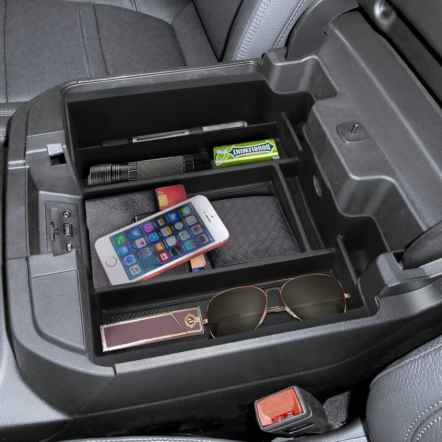 Center Console Organizer Compatible with 2019-2022 GMC Sierra/Chevy Silverado 1500 and 2020 2021-2023 Sierra/Silverado 2500HD/3500HD Accessories, Armrest Tray (Full Console w/Bucket Seats ONLY)