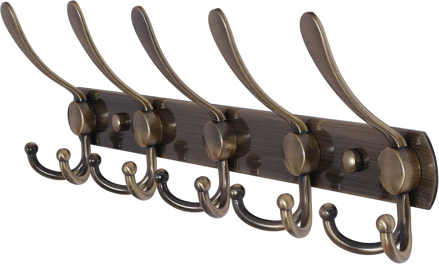 Dseap Coat Rack Wall Mounted - 5 Tri Hooks, Heavy Duty, Stainless Steel, Metal Coat Hook Rail for Coat Hat Towel Purse Robes Mudroom Bathroom Entryway,Bronze