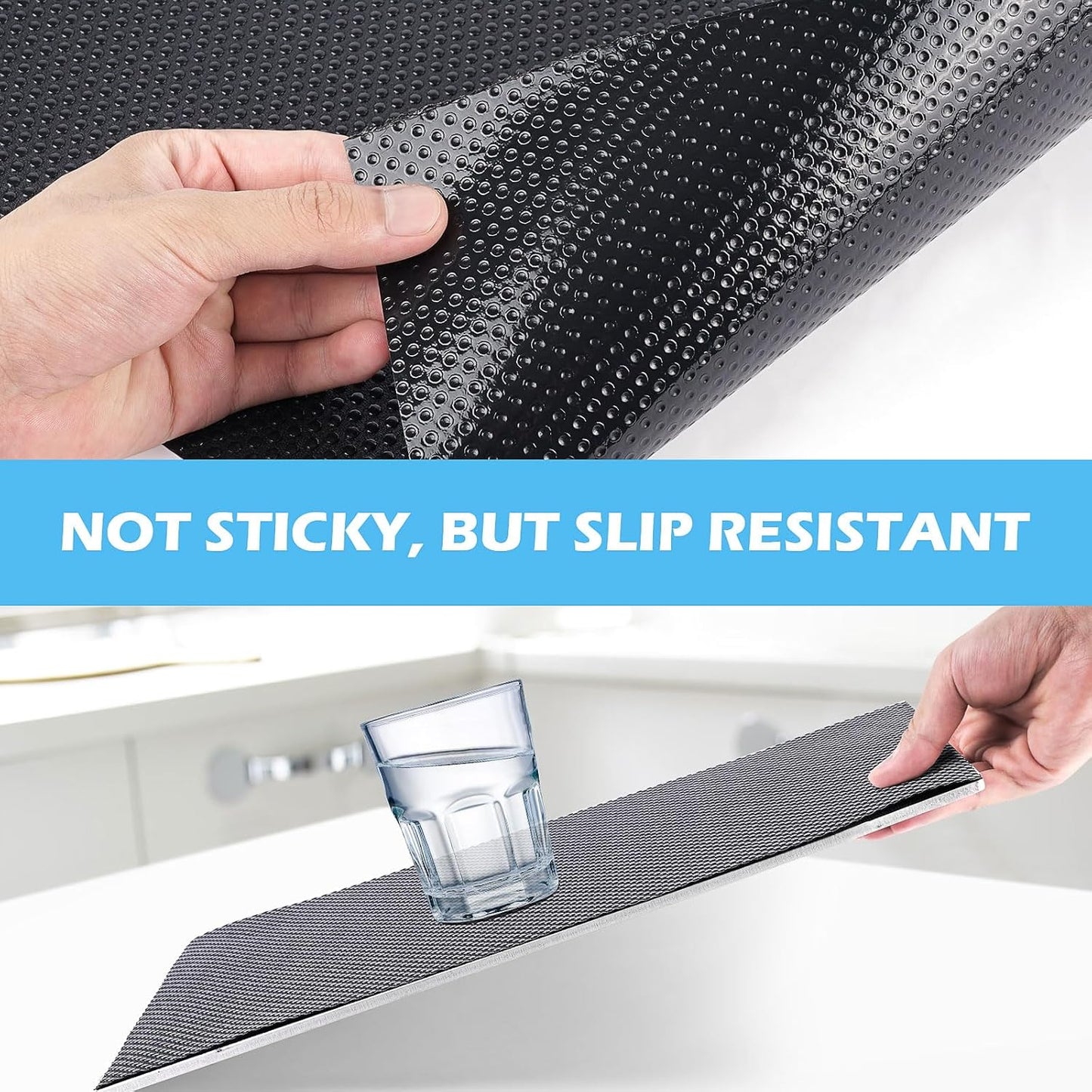 Drawer Liners, Waterproof Shelf Liner, Anti-Slip Non-Adhesive BPA Free Kitchen Cupboard Cabinet Liner Refridge Fridge Mats Sink Protector Strong Durable for Home (Black/23.6in x 20Ft)